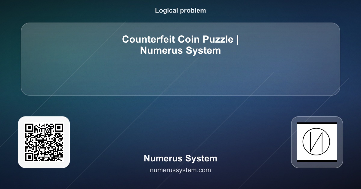 Counterfeit Coin Puzzle | Logic Puzzle | Numerus System